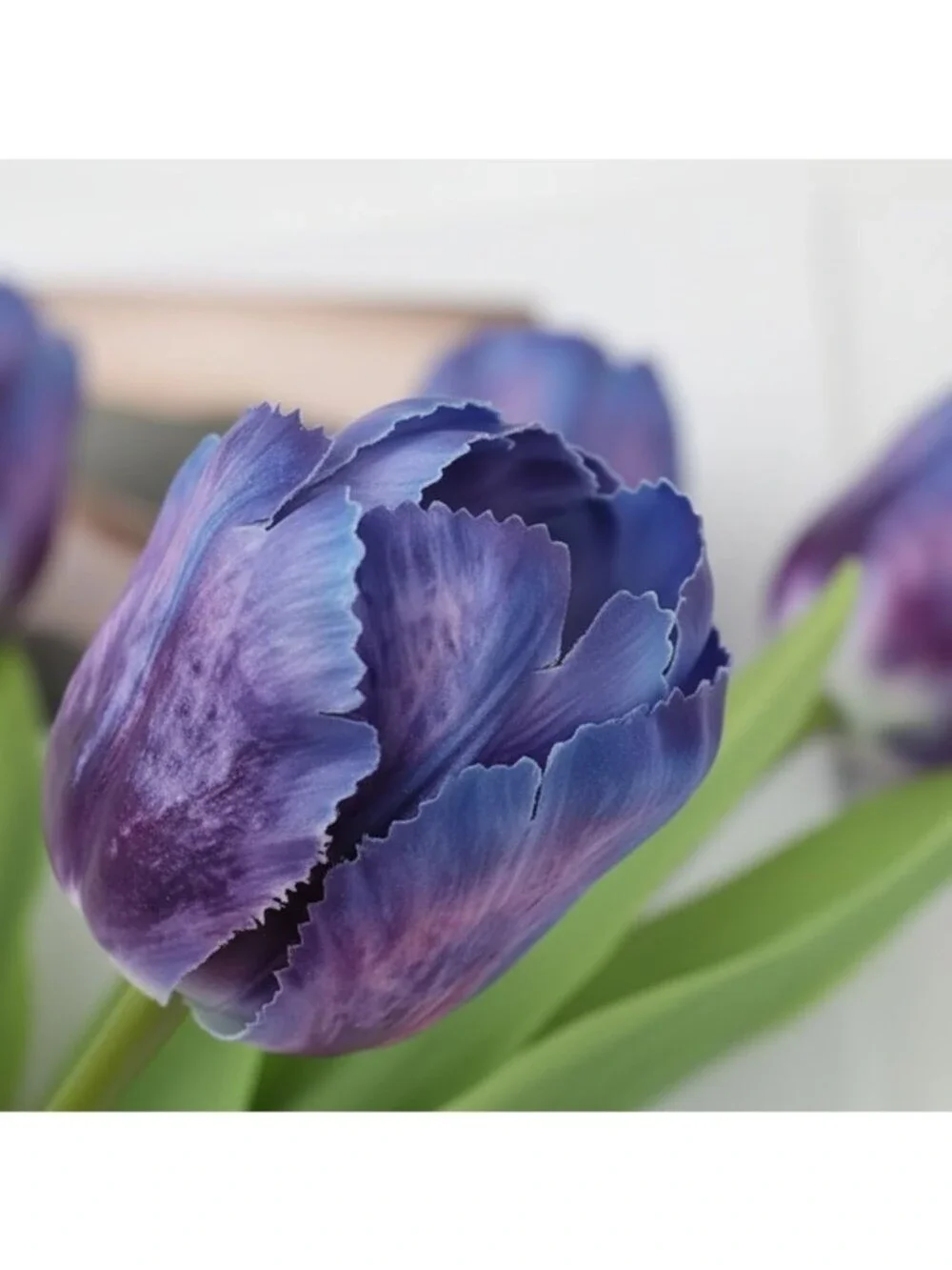 Purple Real Touch Artificial Tulip Bouquet, 6 Stem 14 Inch Faux Flowers, Fall We